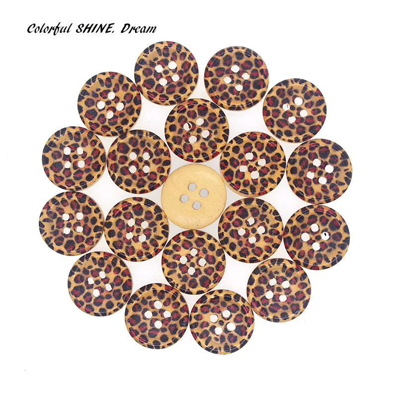 50PCs Wholesale Natural Wooden B\uttons Round Leopard Print Design Scrapbooking Sewing Accessories DIY Craft 2 Holes 15mm Dia.|buttons designer|buttons wholesaledesigner buttons - AliExpress