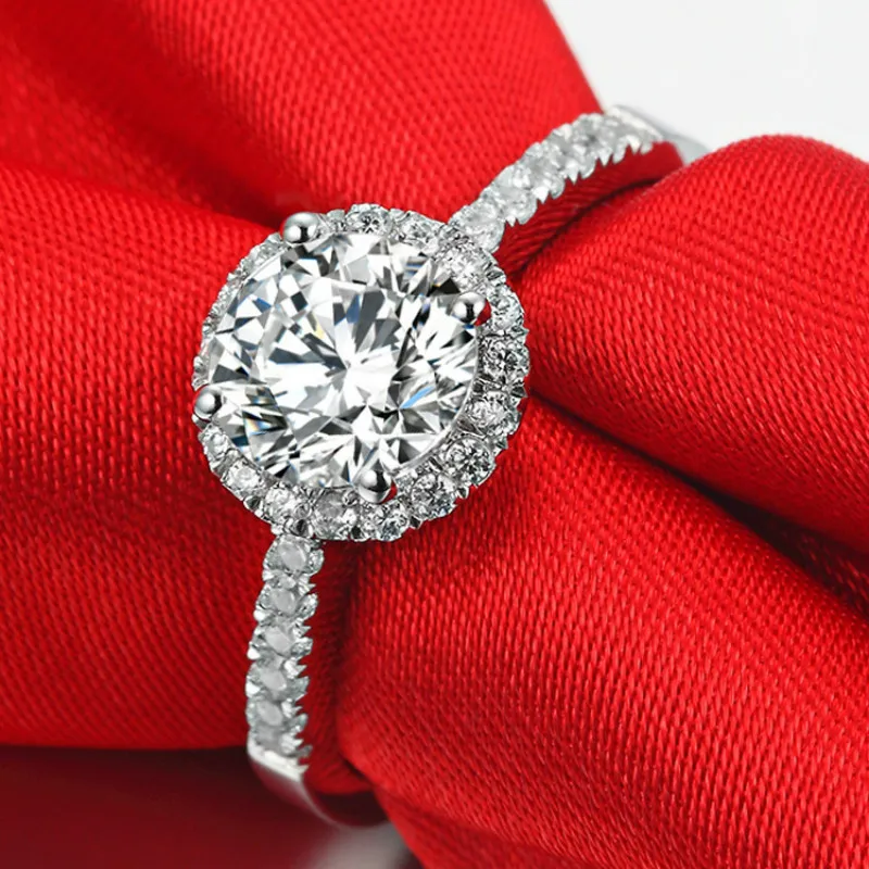 

AAAAA High Quality Cubic Zircon Engagement Rings for Women S925 Sterling Silver Round 0.5ct, 1ct, 1.5ct CZ Rings