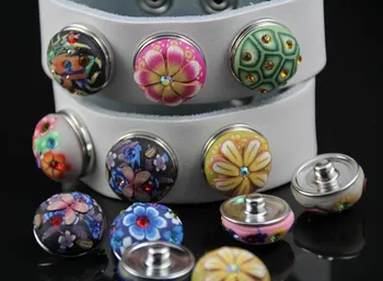 

100pcs/lot new mix colors Women high quality polymer clay 18mm Snap It press rhinestone watch Fit Snaps Bracelets