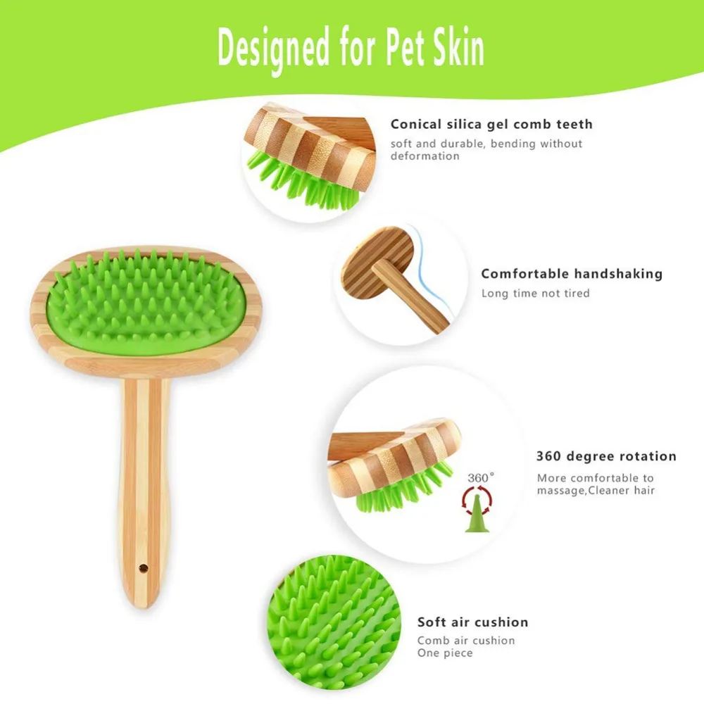 Pet Anti-Static Shampoo Grooming Multi-angle Cleaning Massage Comb Bamboo Soft Silicone Dog Cat Brush Pet Supplies Pet Anti-Static Shampoo Grooming Multi-angle Cleaning Massage Comb Bamboo Soft Silicone Dog Cat Brush Pet Supplies