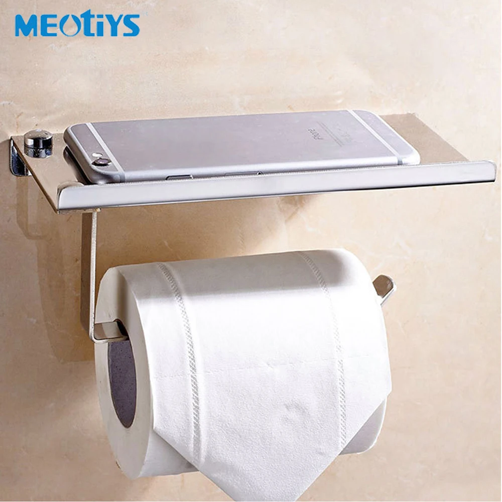 

High Quality Stainless Steel Toilet Paper Holder Bathroom Accessories Toilet Roll Holder Phone Shelf Tissue Holder Wall Mounted