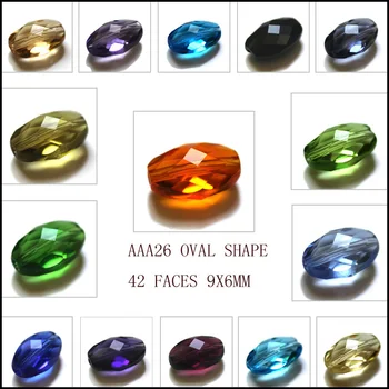 

Crystal Jewelry Beads 9x6MM multi colors Fashion jewelry oval bead 100Pcs/lot AAA Grade Flat Oval Shape