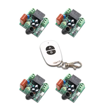 

Mini Sizes AC220V RF Wireless Remote Control Switch 1pcs Transmitter and 4pcs Receiver 315/433MHZ Latched A=ON B=OFF