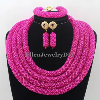 

Splendid Statement Necklace African Beads Jewelry Sets Nigerian Wedding Crystal Jewelry Set Womens Jewellery Set W12662