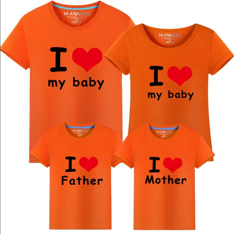Забавные одинаковые футболки для всей семьи, одежда для папы и сына, футболки с принтом для мамы и дочки, спортивные вечерние футболки, костюм - Цвет: Orange