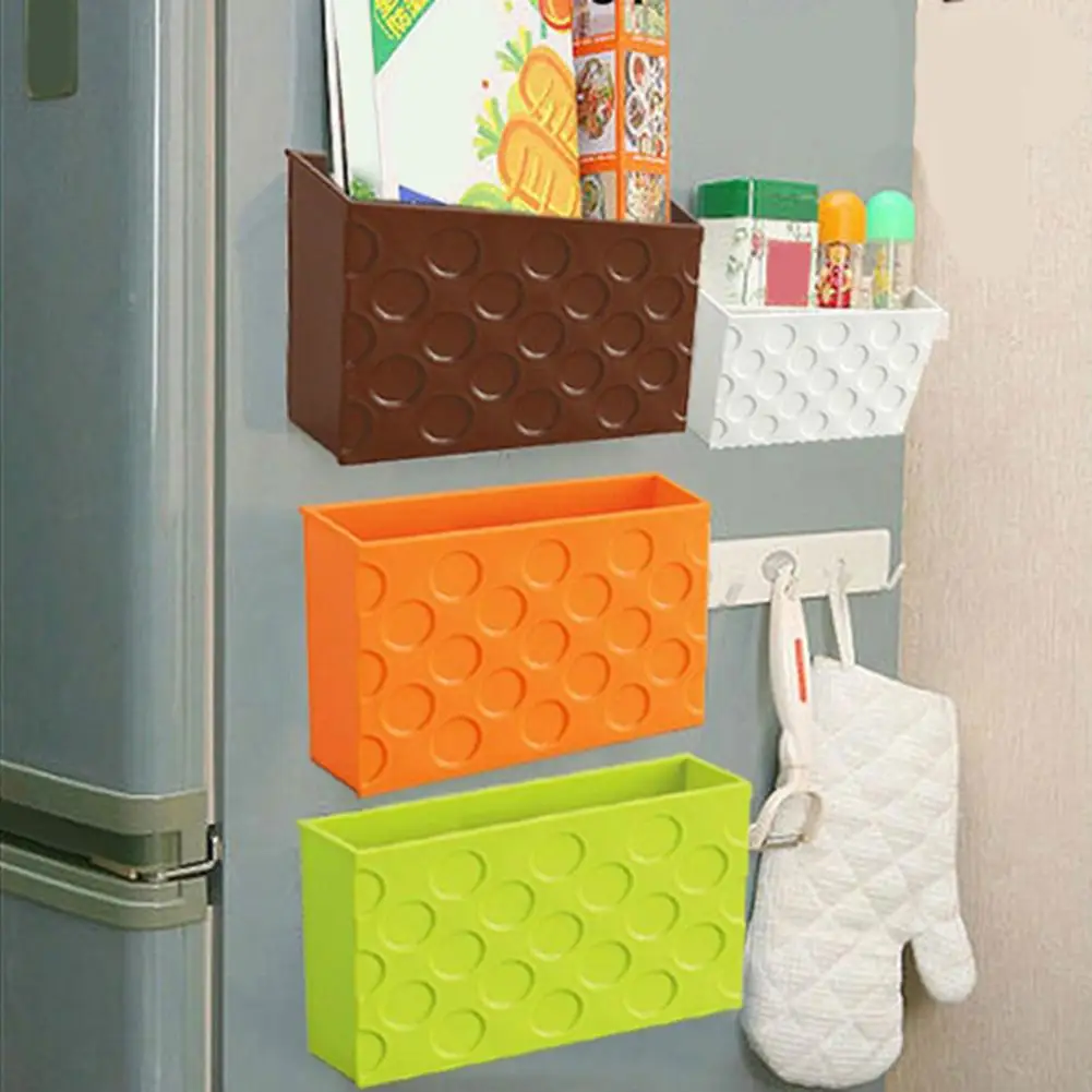 

Fridge Magnet Storage Organizer Plastic Rack Shelf Box Magnetic Tableware Storage Boxes & Bins