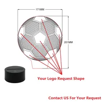 Футбол ночника футбол 3D светодиодный светильник OEM и ODM настроить Прямая с всех форм клубы 7 цветов Декор изменения Show подарок