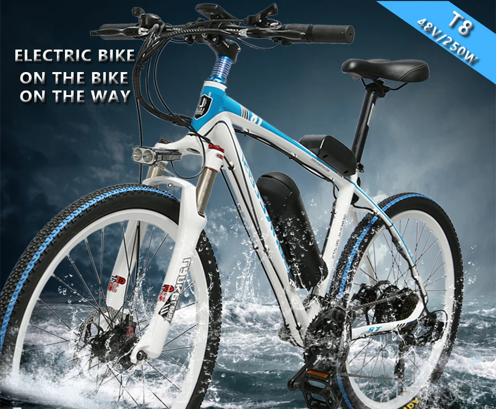 Flash Deal Lankeleisi T8 Electric bike Mans Mountain e-Bike 17X26inch 250W 48V 10ah 21 Speeds(Blue) 0