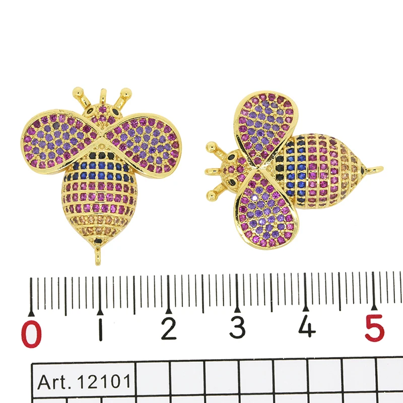 

dankaishi Fashion Brand New Bee Insect Charms for Jewelry Making Metal Insect Micro Paved with Full Colorful Rhinestone Crystal