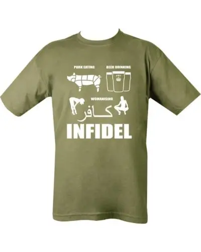 

Pork Eating Infidel Military Green T Shirt