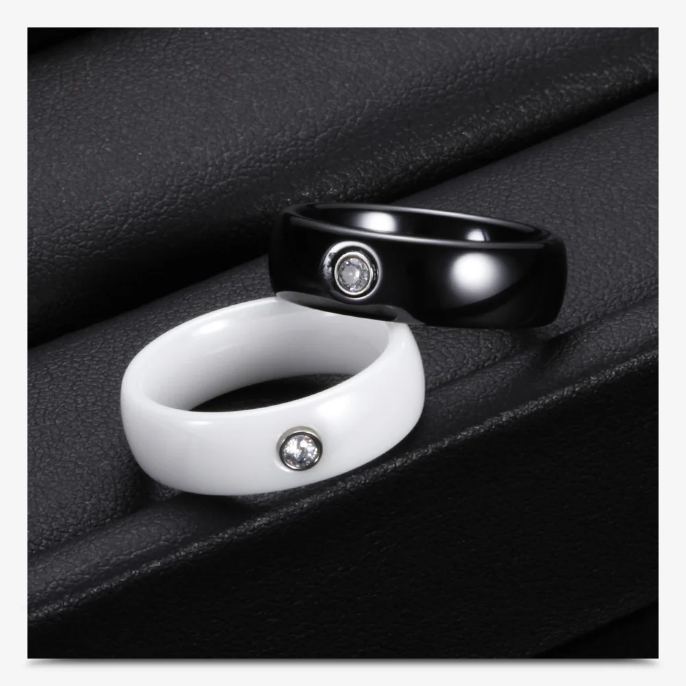 6 мм Размер 6-10 классическое черное керамическое кольцо для мужчин циркониевая звезда Анель для женщин Высокое качество керамическое ювелирное изделие для влюбленных