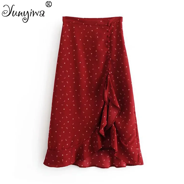 

Women Skirts A-Line Jupe Femme Faldas Mujer Women's new irregular mid-length skirt fashion skirt