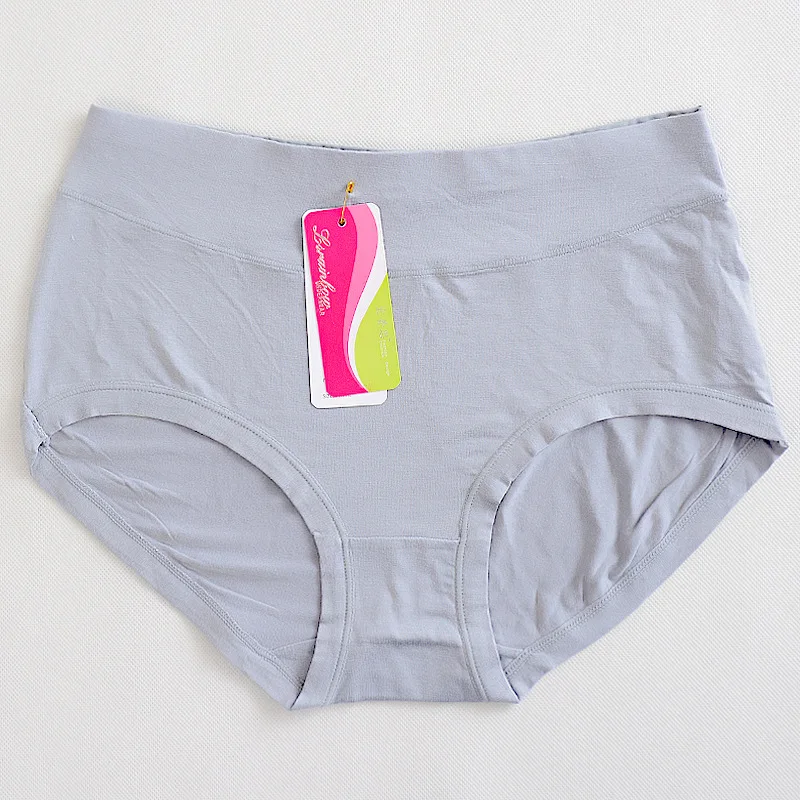 Grey briefs 10 шт./упак. размера плюс Для женщин бамбуковое Нижнее белье Женские однотонные трусы, сексуальное нижнее белье, Женский со средней посадкой короткие высокие эластичные трусы - Цвет: Grey briefs