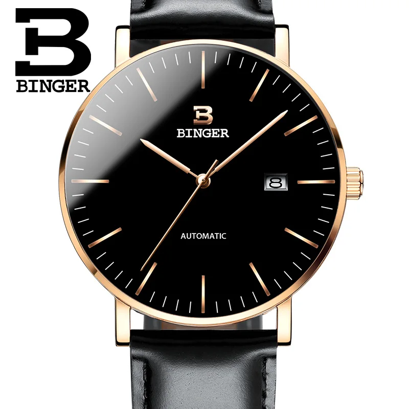 

Switzerland BINGER Watches Men Relogio Masculino Waterproof Automatic Seiko Movement Mechanical Wristwatch Black reloj hombre 42