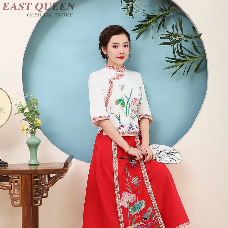 Женская винтажная рубашка в стиле ретро Hanfu китайская туника этническом TA1712