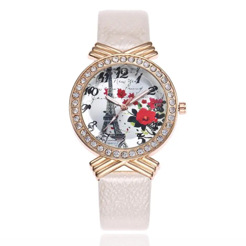 

Eiffel Tower Women Fashion Leather Band Analog Quartz Round Wrist Watch Watches Montre Femme Marque De luxe ladies Watch