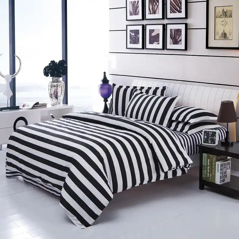 Unikea Double Color Bedding Sets Cotton Black White Style Bed