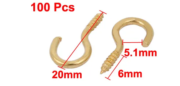 UXCELL 2,2 мм Диаметр резьбы 20 мм Длина Утюг латунированной саморез крюк 100 шт