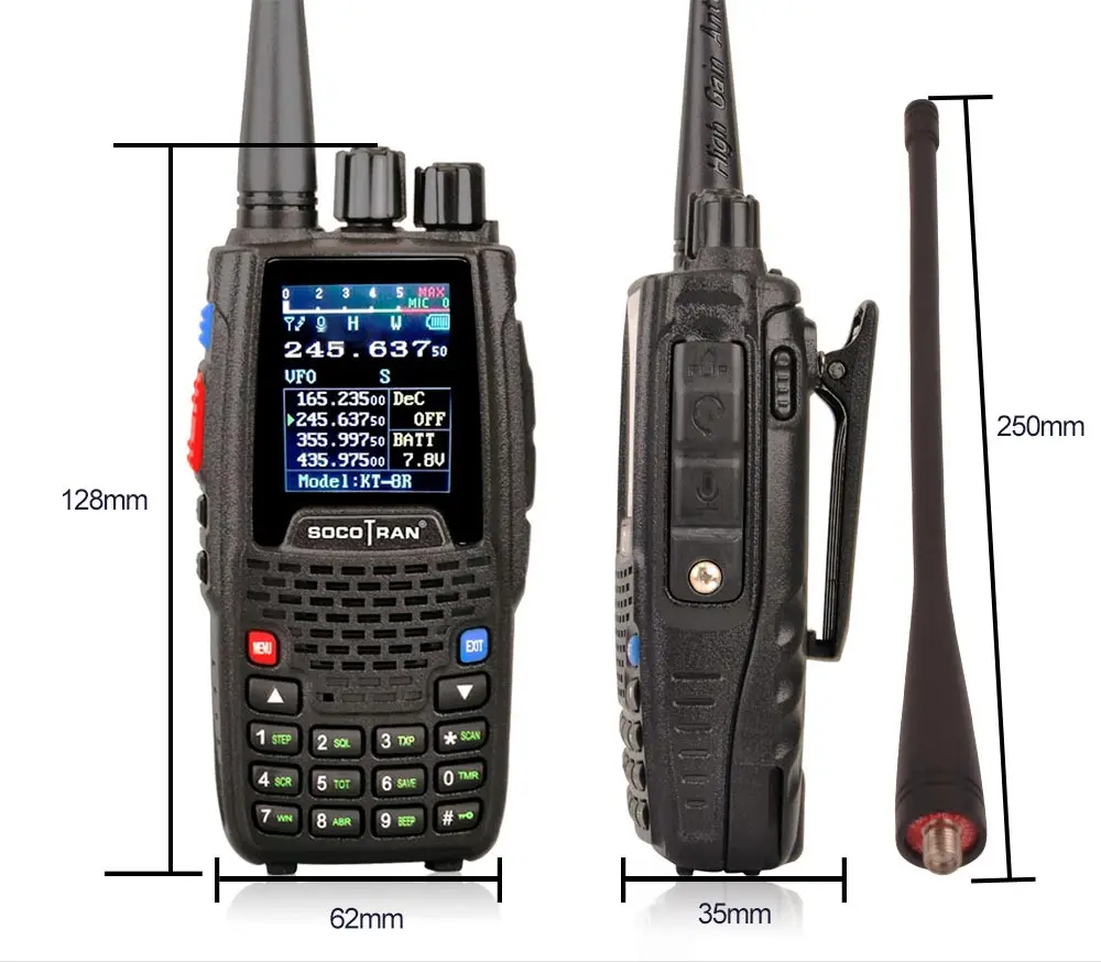 Четырехдиапазонная рация UHF VHF 136-147Mhz 400-470mhz 220-270mhz 350-390mhz 4 Band портативная двухсторонняя радиоприемопередатчик KT-8R