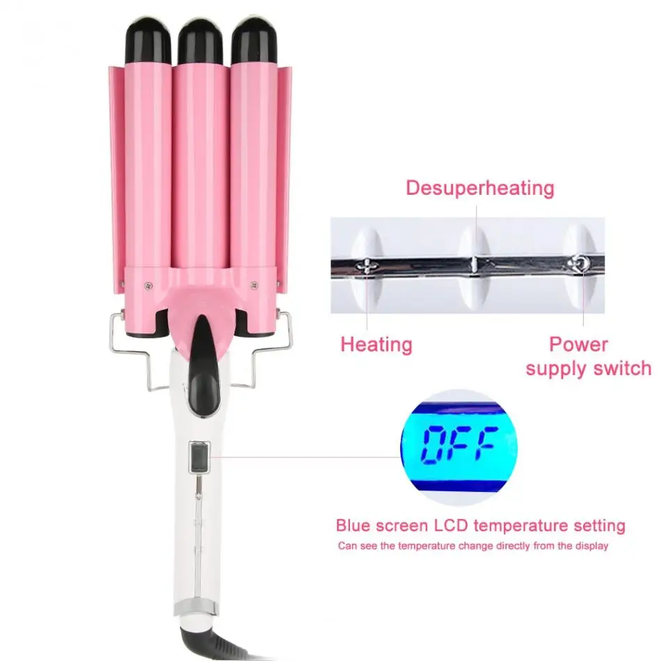 25 мм Профессиональный три бочки для завивки волос Керамика Вэйвер инструменты прическа
