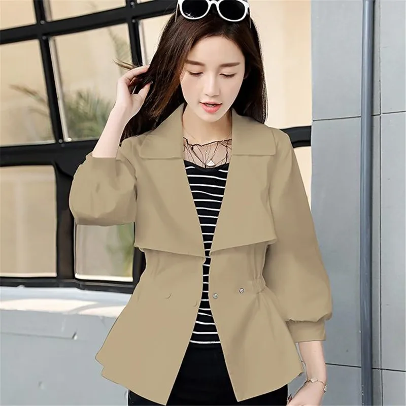 2018 khaki Green Automne Coupe Court Manches Black Femmes Trench Vêtements Cm510 Solid Quarts Coat white Nouveau Printemps pea Casual Slim Trois Femme vent Manteau Bqrwn7AB1