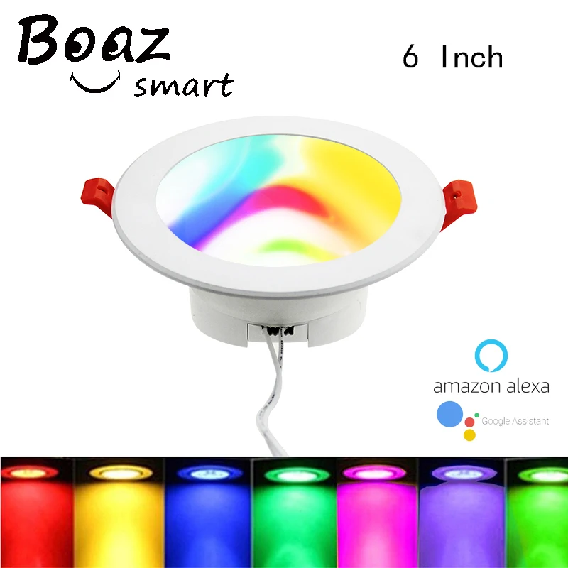 

BOAZSmart WiFi Smart LED Downlight, 6 inch RGB Multicolored Dimmable 10W,Voice Control, Smartphone Controlled Energy Save No Hub