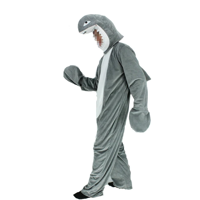 adult shark costume pyjamas cute mascot gray shark funny cosplay fleece fullbody animal party halloween costumes