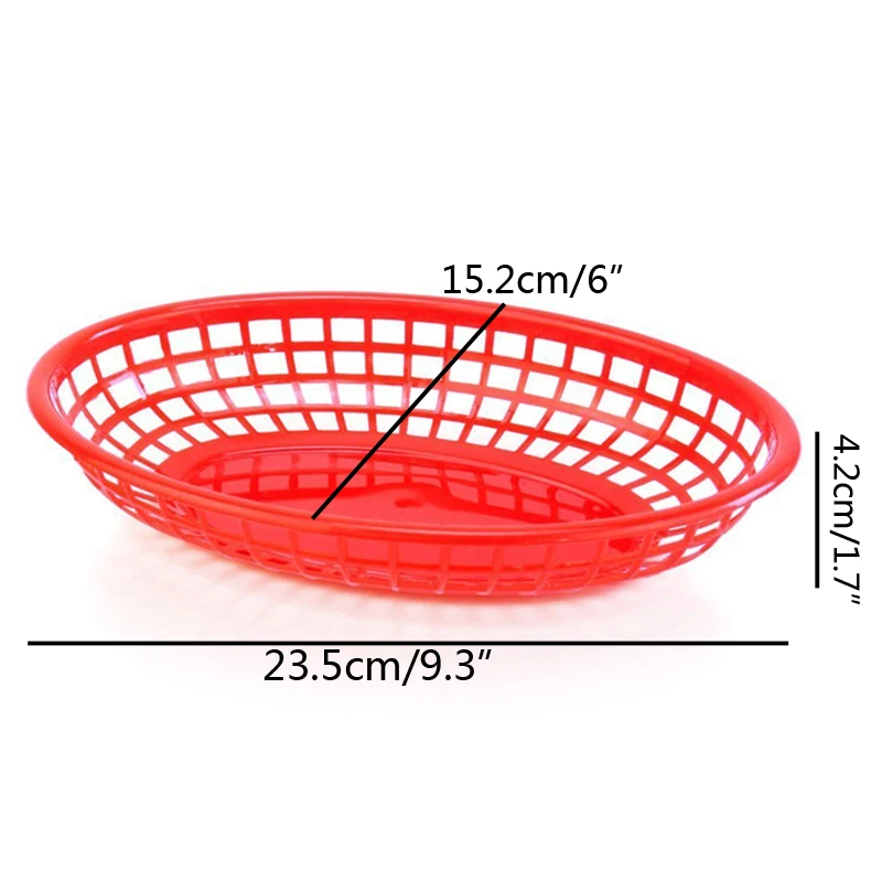 6 -12pcs Oval Food Basket Hamburger Dinner Plates Set Plastic Fast Food Trays Restaurant BBQ Dinner Plate Serving Tray Green