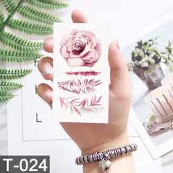 Цветок поддельные татуировки Временные татуировки наклейки розовыми цветами руку на плечо татуировки водонепроницаемый ledy женщин на теле