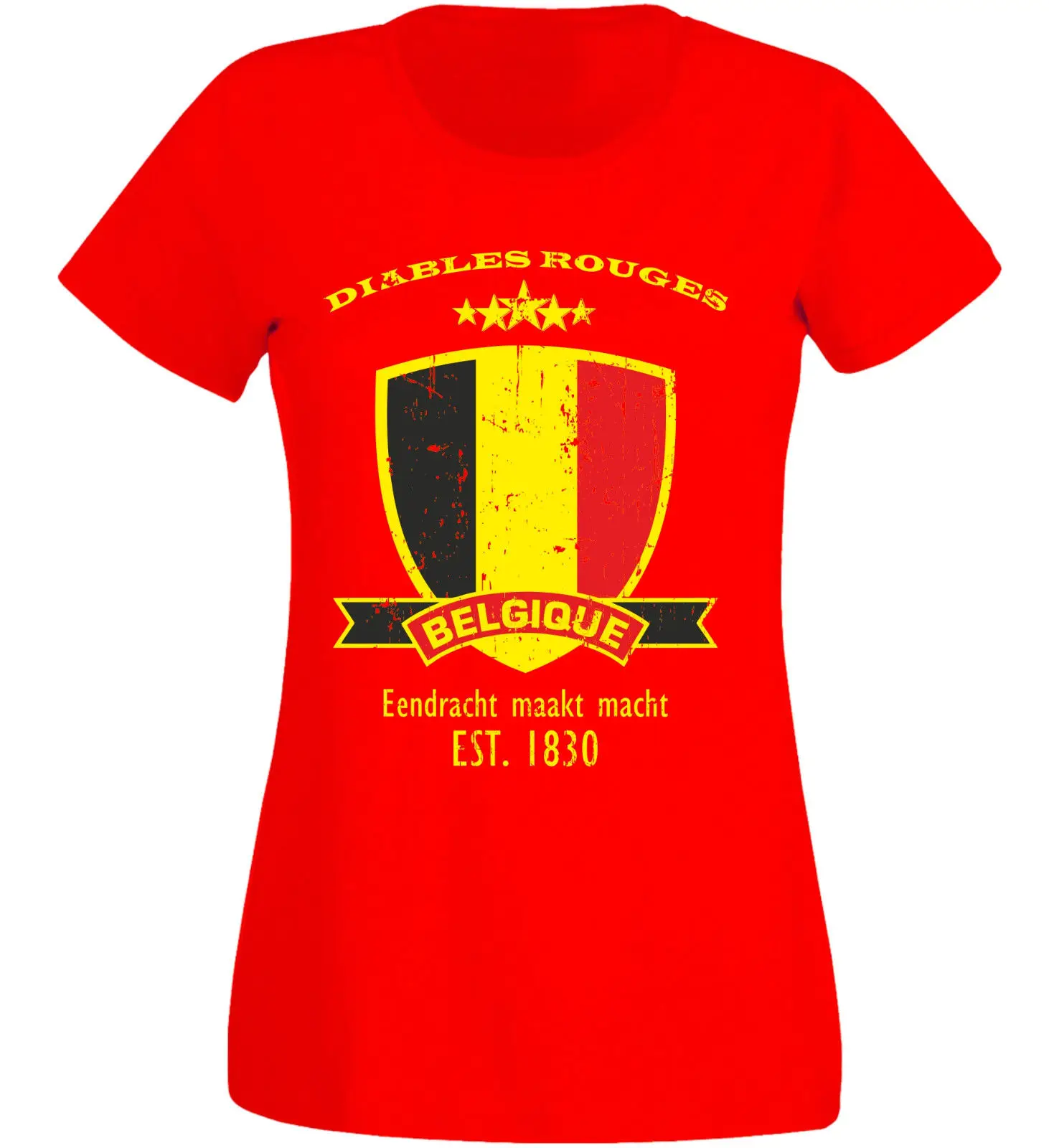 

Fashion Women T Shirts Round Neck T-Shirt Belgien Belgium WoWomen's Footballer Printed T-Shirt Women