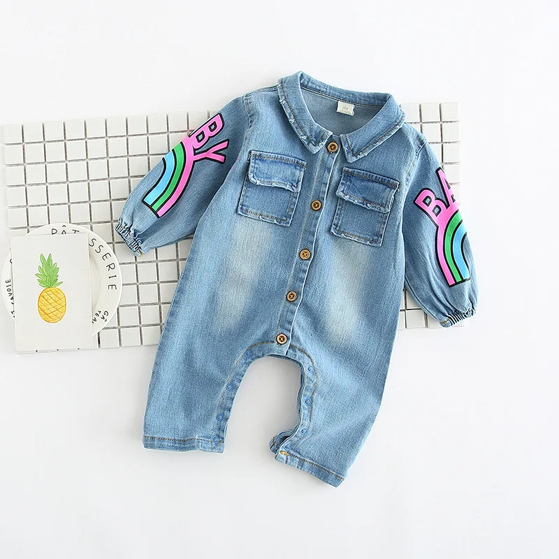 Джинсовый комбинезон с длинным рукавом для мальчиков синего цвета|boys jumpsuit|romper