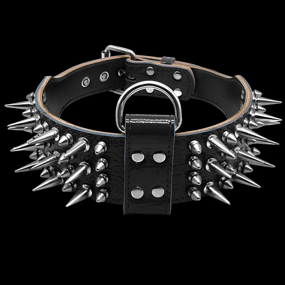 Spiked Studded Dog Bulldog Collars Rivet Leather Collar For Medium