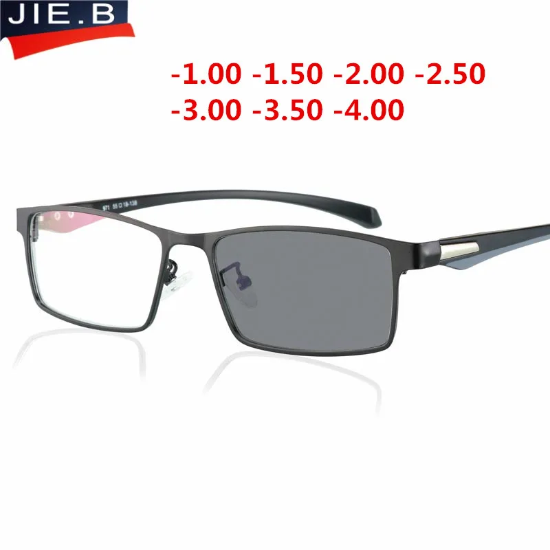 

2018 Full Rim Sun Photochromic Myopia Eyeglasses Optical Men student Finished Myopia Eyewear prescription Glasses Frame-1.0 -4.0