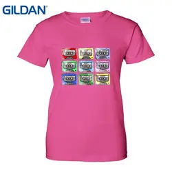 Кассета Футболка Прохладный онлайн футболки Slim Fit с принтом букв прохладный короткий рукав Для женщин футболка