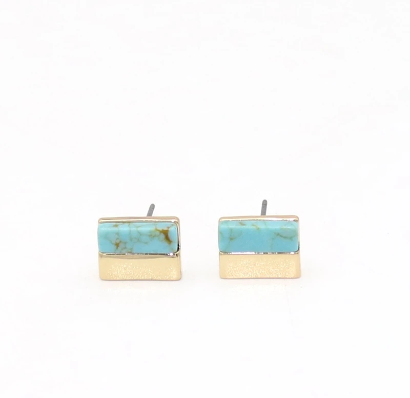 

2018 new 2 Colors 11mm rectangle Marble Stone cute Stud Earrings