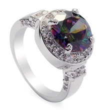 

Fleure Esme Cute Engagement Wedding Rings for women Rainbow Purple Cubic Zirconia Rhodium Plated R443 R3324 R3324G Size 6 7 8 9