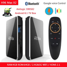 H96 Max X2 Android 8,1 ТВ приставка Amlogic S905x2 LPDDR4 4 Гб 64 Гб четырехъядерный 2,4G/5G Wifi H.265 USB 3,0 4K умный медиаплеер H96MAX