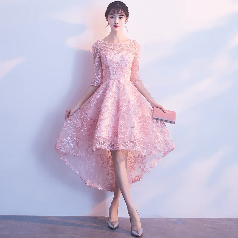 Розовый кружевной атласный Восточный Стиль праздничные платья Китайский Винтаж Свадьба Cheongsam элегантные короткое для вечеринки GownsSize XS-XXXL