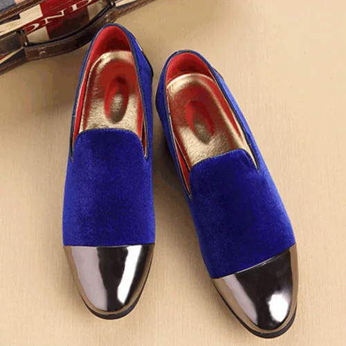 

2017 Autumn New Loafers Casual Shoes Flats Men Semelle Rouge Homme Personalized Smoking Driving Chaussure Homme Velvet Blue