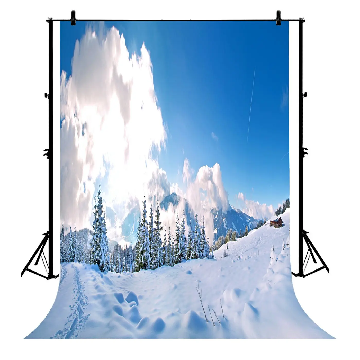 

5x7ft Winter Snow Mountain Frozen Trees Polyester Photo Background Portrait Backdrop