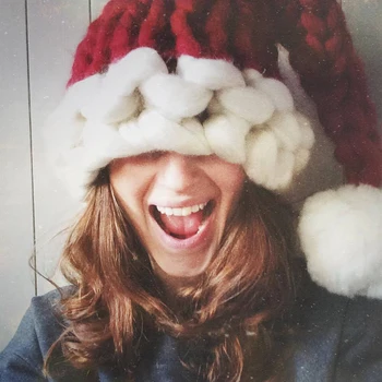 

Women Long Ball Knit Hat Cap Girl Casual Crochet Christmas Winter Pointy Beanie