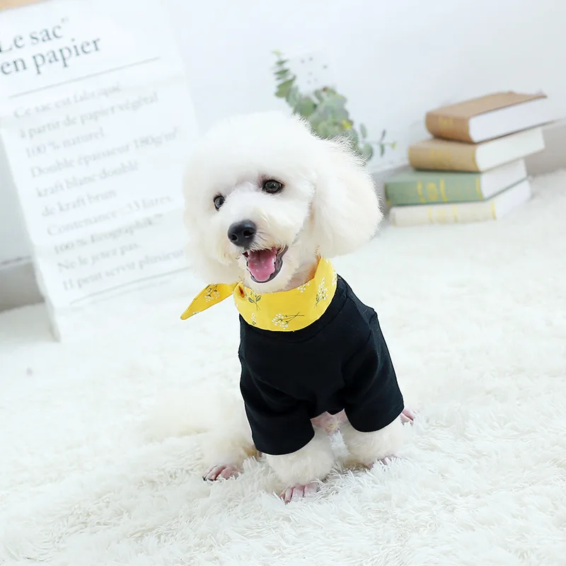 Кошки Маленькие Средние собаки пальто однотонная черная желтая хлопковая рубашка весна осень одежда Базовая рубашка костюм для домашних животных kedi giysileri