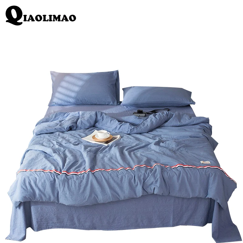 New Summer Comforter Sets Washed Polyester Quilted Quilt Sets With