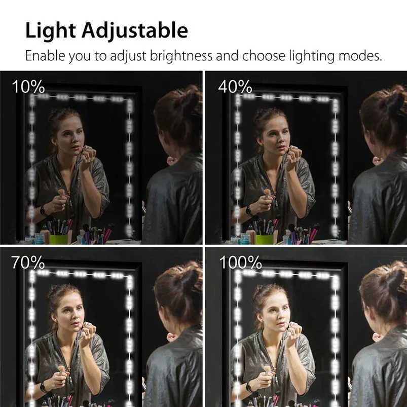 Dimmable 60 LED Mirror lights Vanity Light Kits Cosmetic Makeup Mirror Lights String Light Waterproof IP65 Luces 40FY2801