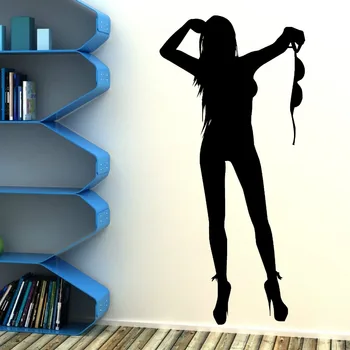 

121cmX57cm SEXY LADY Vinyl Wall art room Sticker decal silhouette woman standing Black Wall Stickers For Bedroom Mural D530