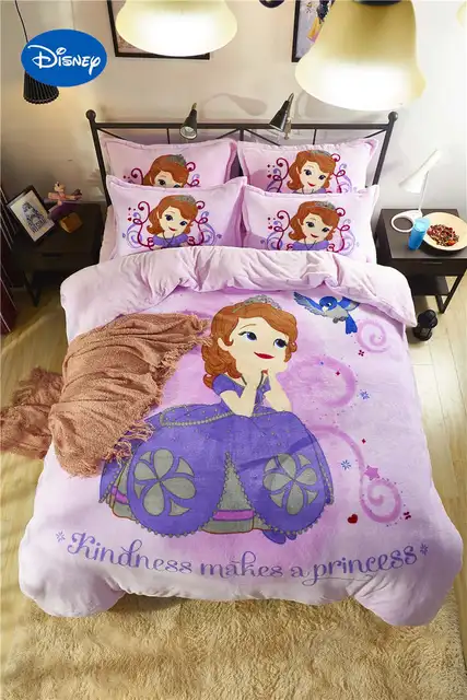cute disney sofia princess 3d printed flannel bedding sets twin full pink flannel sheets full