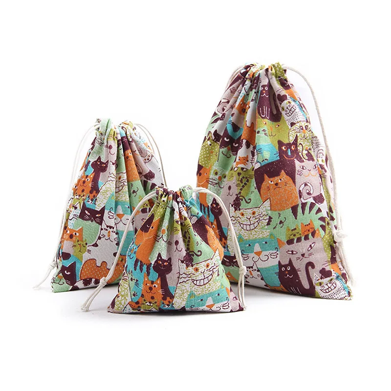 

3pcs/set Toys Storage Bags Canvas Laundry Hanging Shoe Travel Drawstring Bag Household Pouch Bag Home Storage Organization