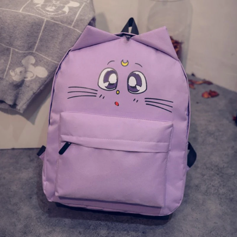 

MIWIND Harajuku Backpack Sailor Moon Canvas Backpack Cute Cat Shoulder School Bags For Teenager Girls Book Bag Rucksack CB190