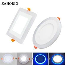 Yuvarlak kare sıcak beyaz beyaz mavi Led PANEL AYDINLATMA 6W 9W 16W 24W tavan gömme ağrı işıkları downlight 3Model çift renk(China)