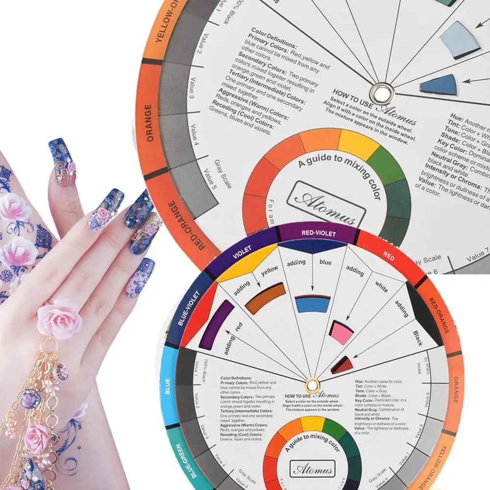 Профессиональная татуировка ногтей пигмент татуировки 12 цветов колесо бумажная карта обеспечивает профессиональные ногти пигмент колеса бумажная карта